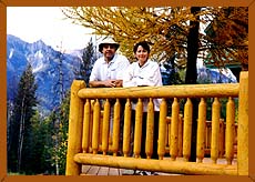 View of the owners from the deck of the lodge